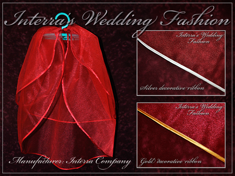 Red bridal veils - red wedding accessories from manufacturer