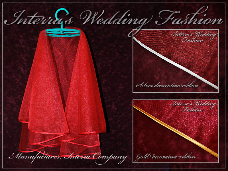 Two layers red weddingl veils