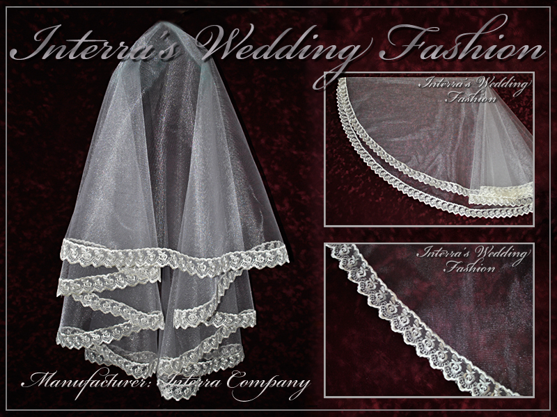 Wedding veils with ivory lace