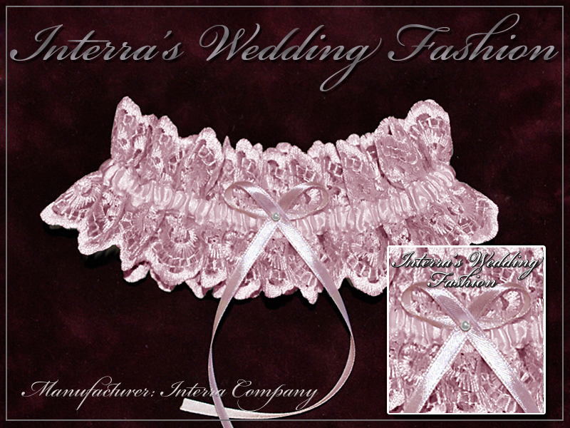 Pink wedding bridal garters from wedding gown manufacturer